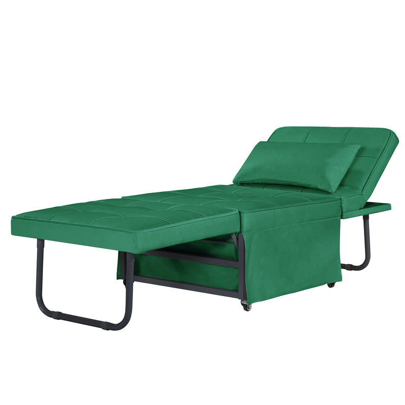 Velvet Folding Sofa Bed Sleeper Chair with Adjustable Backrest