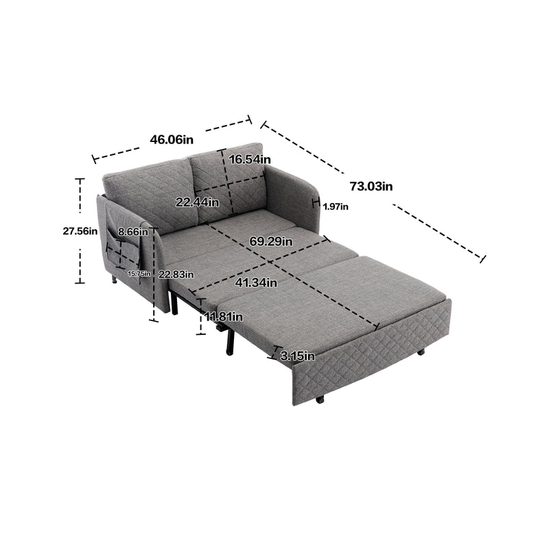 COOLMORE Convertible Sleeper Sofa Bed, Modern Velvet Loveseat Couch with Pull Out Bed, Small Love Seat Futon Sofa Bed with Headboard, 2 Pillows & Side Pockets for Living Room