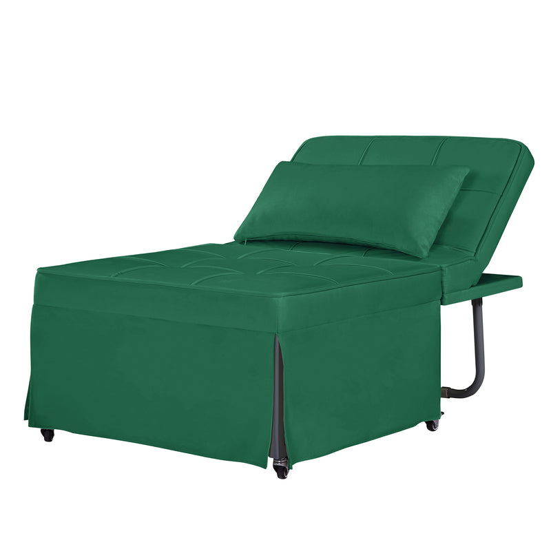 Velvet Folding Sofa Bed Sleeper Chair with Adjustable Backrest