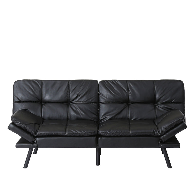 Convertible Memory Foam Futon Couch Bed, Modern Folding Sleeper Sofa - Black